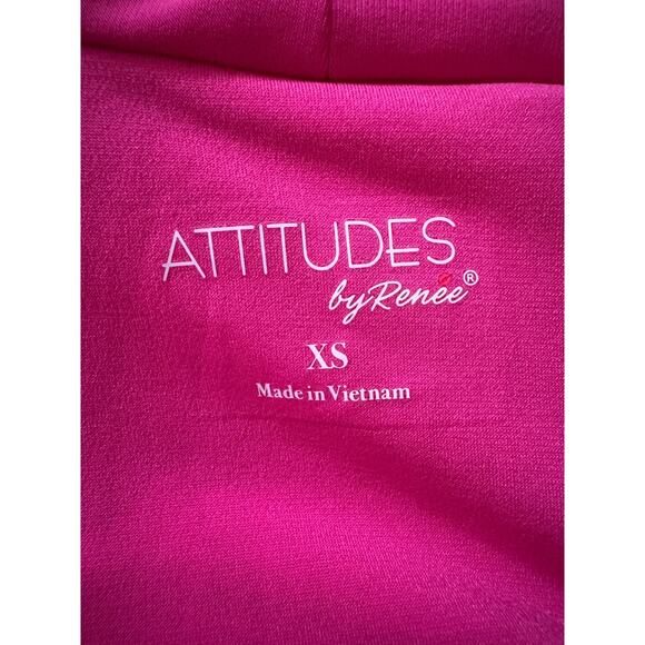 Attitudes by Renee Como Jersey Knit Fringe Cardigan Lipstick Pink X-Small NWT - Picture 12 of 15